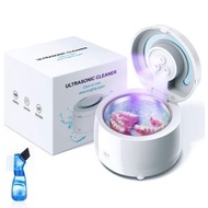 鯨品購 - 假牙超音波清洗機 全自動假牙牙套清潔器 小型紫外線珠寶首飾清洗機 超音波清潔器 經久耐用 簡單操作 高效清潔 小巧便攜 去污 去油脂 殺菌率高 細膩氣泡 深入縫隙清潔