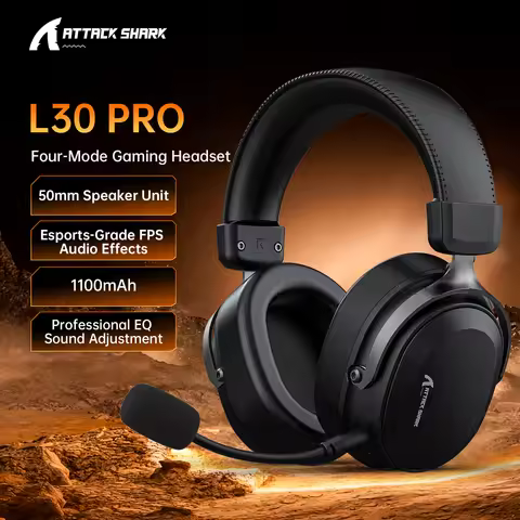Attack Shark L30PRO Game Headset 4 Mode 2.4G Wireless BT USB 3.5mm Virtual 7.1 Surround 50mm Driver 