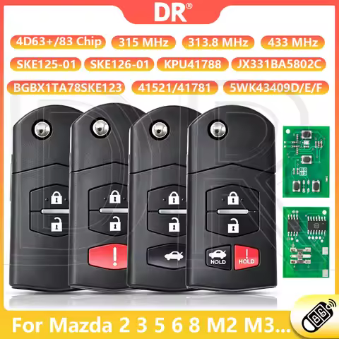 DR3 4D63+Chip SKE125-01 SKE126-01/A1 JX331BA5802 315 433MHz Car Remote Key For Mazda 2 3 5 6 8 M2 M6