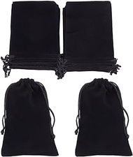 Beebeecraft 20Pcs Velvet Drawstring Pouches 15x10cm Black Rectangle Jewellery Pouches for Jewellery Earplug and Key Chains