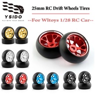 4PCS 1/28 RC Car 25mm Drift Tires Metal Wheels for WLtoys K969 K979 K989 K999 284131 Mini-z Mini-d M