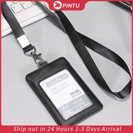 PU Leather ID Card Holder Work Card Access Card Holder Meal Card Easy Snap Stretch Card Holder