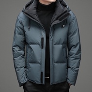 High-end Quality Winter Youth Warm Hooded Down Jacket 90% White Duck Down Men's Short Thick Down Jacket Trendy