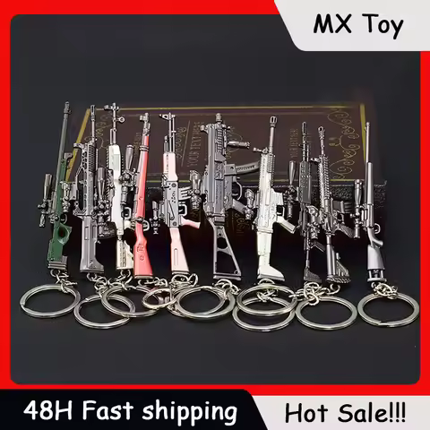 Mini Gun Keychain Model Pendant SCAR-L Metal Crafts 98K M24 Durable Keyring Game Fashion Accessories