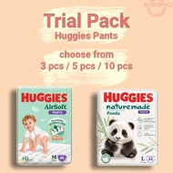 (Trial Pack) Huggies Pants AirSoft/Nature Made Baby Diapers (M, L)