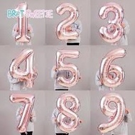 [GIVE BLOWING STRAW] Rose Gold birthday decoration number balloon birthday decoration set