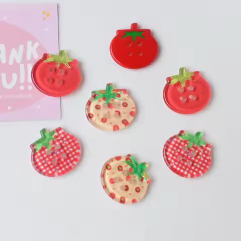 8/10/15Pcs Tomato Clear Buttons, DIY Sewing Accessories, Cute Jacket Cardigan Decoration, Button Up 