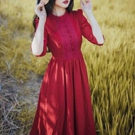 M77 (free adjustable dress) long-sleeved red chiffon midi maxi, lady's maxi, party maxi dress