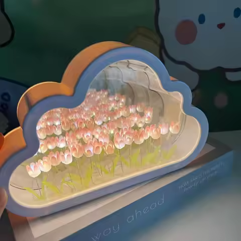 LED Cloud Tulip Sea Lamp DIY Night Light Mirror Sea Lamp Battery-powered Birthday Gift Party Christm