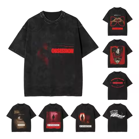 Obsession Movie Washed T Shirt Streetwear Hip Hop Novelty T-Shirt Tee Shirt for Men Women Short Slee