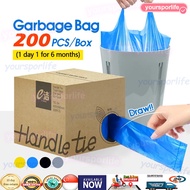 200pcs Rubbish Bag Thicken garbage bag Trash Bags Drawstring bag Plastic Bags Leakproof Strong Kitch