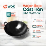 Seasoned Cast Steel Wok 14 Pieces (35cm) Thick / Cast Iron Wok / Cast Iron Wok / Frying Pan