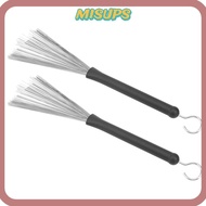 MISUPS ​2Pcs Drum Brush​, ​Stainless Steel Wire Rubber Handles ​Retractable Wire Brushes​, Comfortab
