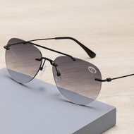 Clara Vida Rimless Pilot Aviation Style Bifocal Reading Glasses Sunglasses Multi-Functional +1 to +4
