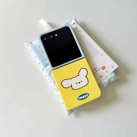 Cute Color Blocks Line Puppy Case for Samsung Galaxy Z Flip8 7 6 5 Xiaomi MixFlip2 Motorola Razr 70u