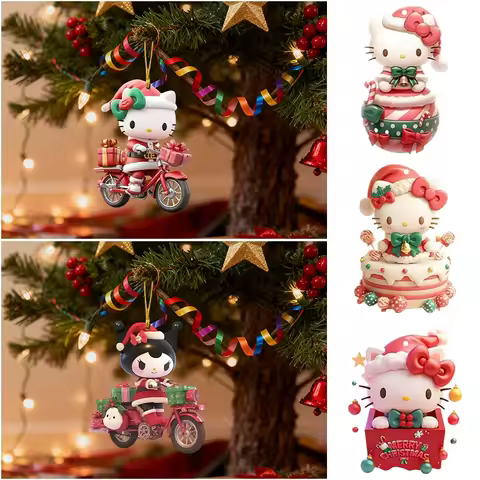 Hello Kitty Christmas Hanging Pendants 2D Sanrio Keychain for Backpack Party Supplies Charms Pendant