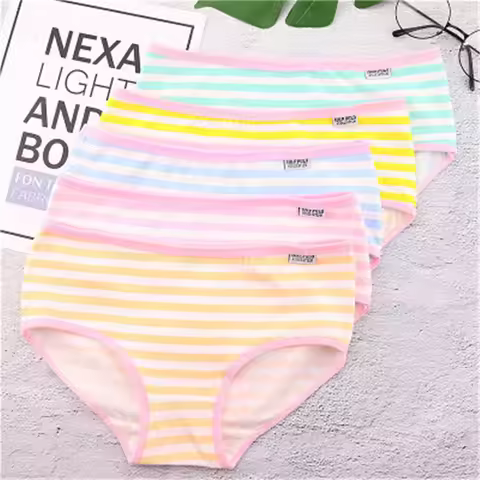 10-20Y Girls Underwear Panties Teenage Underwear Kid Shorts Briefs Striped calcinha Girl Cotton Pant