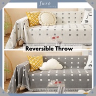 🇸🇬 Soft Reversible Sofa Cover Throw L-Shape Sofa Breathable Machine Washable Woven Fabric | Furo