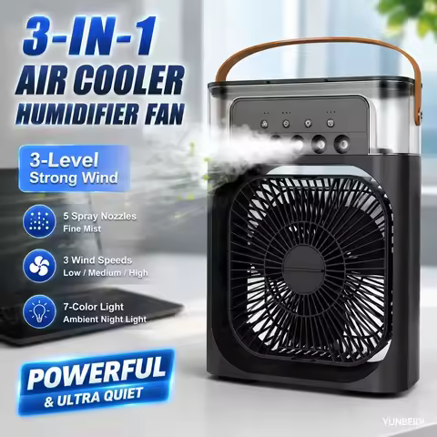 Fan Air Conditioner Cooler Humidifier LED Night Light Summer Three in One Portable Personal Office H