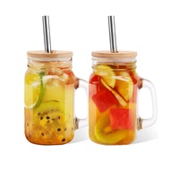【1000ml】Large Capacity Mason Jar Cups with Handle Drinking Glass with Lid Glass Jar mugs for Iced Coffee, Milkshake, Smoothie