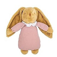 Trousselier - Cuddly Bunny - Bunny Angel's Nest - Linen Fabric - Music La Vie en Rose by Edith Piaf - 25 cm High - Classic Chic - Ideal Birth Gift - Machine Washable - Colour Dusky Pink