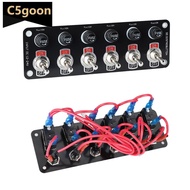 C5GOON 3 Gang/6 Gang Toggle Switch Panel On/Off Rocker Toggle Switch with 10A Fuse Racing Cars RV Ca