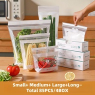 85pcs Sealed Bag Food Grade Long Fresh-Keeping Bag Household With Sealing Ziplock Bag Thickened Refr