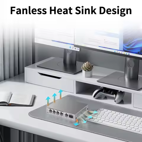 LIANGUO 5 Port 2.5GbE Ethernet Switch Unmanaged 2.5Gbps Network Switch 10Gb SFP+ Slot Home Lab Setup