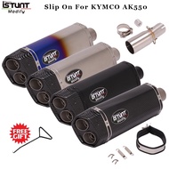 kymco ak 550 Motorcycle Double hole Exhaust pipe Muffler Escape Middle Link Pipe With Moveable DB Killer Slip On For KYM