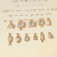 Copper Clad Gold Simple Geometric Water Drop Zircon Pendant diy Handmade Jewelry Earrings Necklace Bracelet Accessories Material