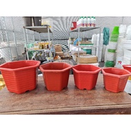 Combo of 3 combos of 5 hexagonal pots FA 350, Fa380, Fa450, FA480 brick red
