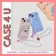 Realme 5 5i 5s 6i C3 8 9 9i 9 10 11 Pro+ Plus candy colour happy cat ribbon chain soft case