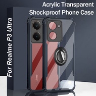 Ring Stand Phone Case For Realme P3 Ultra Transparent Shockproof Hard Back Cover Realme P3 P3Ultra A