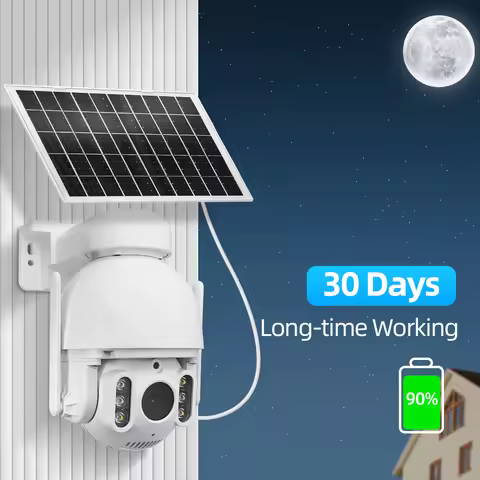 3MP P2P Camhi Pro Auto Human Tracking Blacklight Full Color IR Vision 4G Sim Card Network Solar Powe