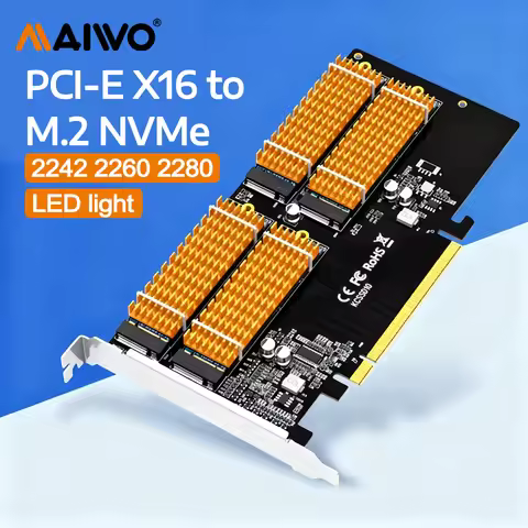 MAIWO 4 Bay Raid Array Card Expansion Card PCIe 3.0 to M.2 NVMe SSD Converter PC Motherboard PCI-E X