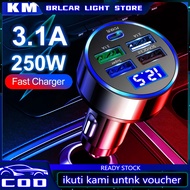 Car mobile phone Fast Charger, Car Charger Adapter 5 Port 150W Car Charger Fast Charging PD QC3.0 Ty