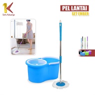 Satu Keluarga Alat Pel Lantai Dengan Ember C526 Kain Pel Spin Mop Alat Pembersih Lantai Serbaguna