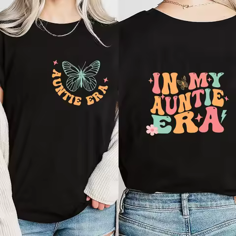 In My Auntie Era Shirt Auntie Shirt Summer Short Sleeve Ladies Tshirts Gift for Aunts Cool Aunt T-Sh