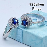 Original 925 silver with white gold plated stone ladies rings cincin perak 925 untuk perempuan