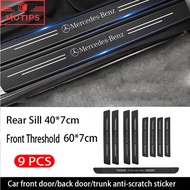 Mercedes Benz 9Pcs Car Door Stickers Carbon Fiber Sill Protection Auto Scratch Resistant Antiskid For EQE EQC W205 W212 W204 W220 W206 W207 W211 W124 W213 W218 W222