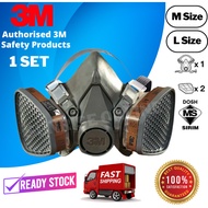 3M 6200 Respirator + 3M 6051 A1 Organic Vapor Cartridge(3 Pieces Set) 3M Gas Mask Paint Mask