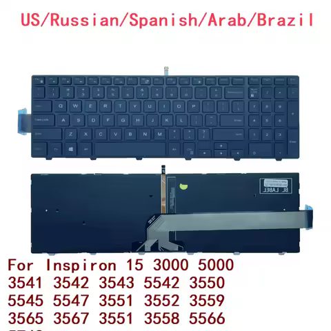 US RU SP AR BR Backlit Keyboard For Dell Inspiron 15 3000 5000 3541 3542 3543 5542 3550 5545 5547 35