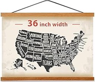 HONKKI Magnetic Poster Hanger Frame 36 Inch Wide, Teak, Strong Magnet, Premium Wood and Quick Assemb