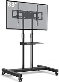 TAVR Furniture Mobile TV Stand Rolling TV Cart Floor Stand with Mount on Lockable Wheels Height Adju