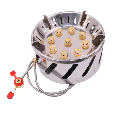 Stainless Steel 9-head Camping Stove Outdoor Camping Picnic Portable 9 Holes Stove Stainless Steel C