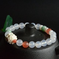 【靈蓮】猛獁象牙冰料雙頭蓮花座南紅荔枝凍手鏈手串