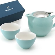 日本 ZERO JAPAN 陶瓷不銹鋼蓋茶壺(450cc) 連茶杯禮盒套裝