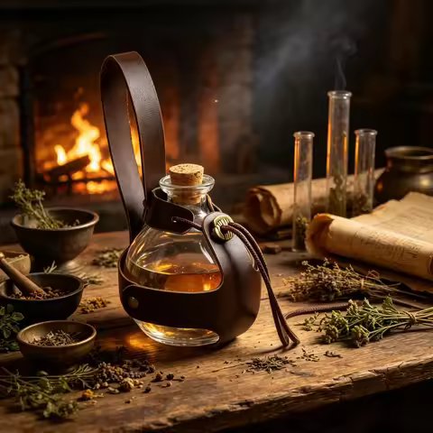 Medieval Wizard Witch Dark Magic Cork Potion Glass Bottle Holder Halloween Dark Magic Cork Potion Bo