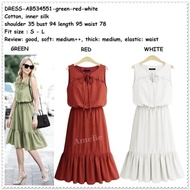 Mini Dress Casual Wanita Korea Import AB534551 Green White Red Putih
