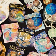 Momo Fantasy Planet PET Sticker Pack Gilding Universe Celestial Planet Moon Earth Handbook Decoratio